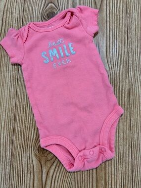 7/$20 Child of Mine Pink 'Best Smile Ever' Baby One-Piece Short Sleeve Bodysuit